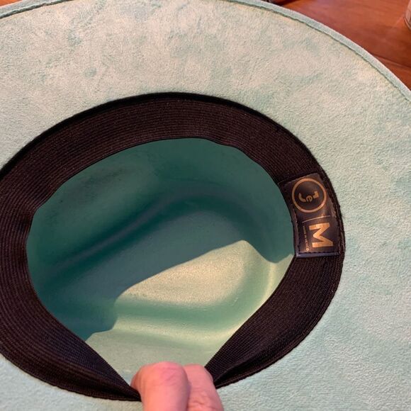 Hat, broad brim, EUC, faux suede, size med, adjustable, stetson style, turquoise - Picture 6 of 16